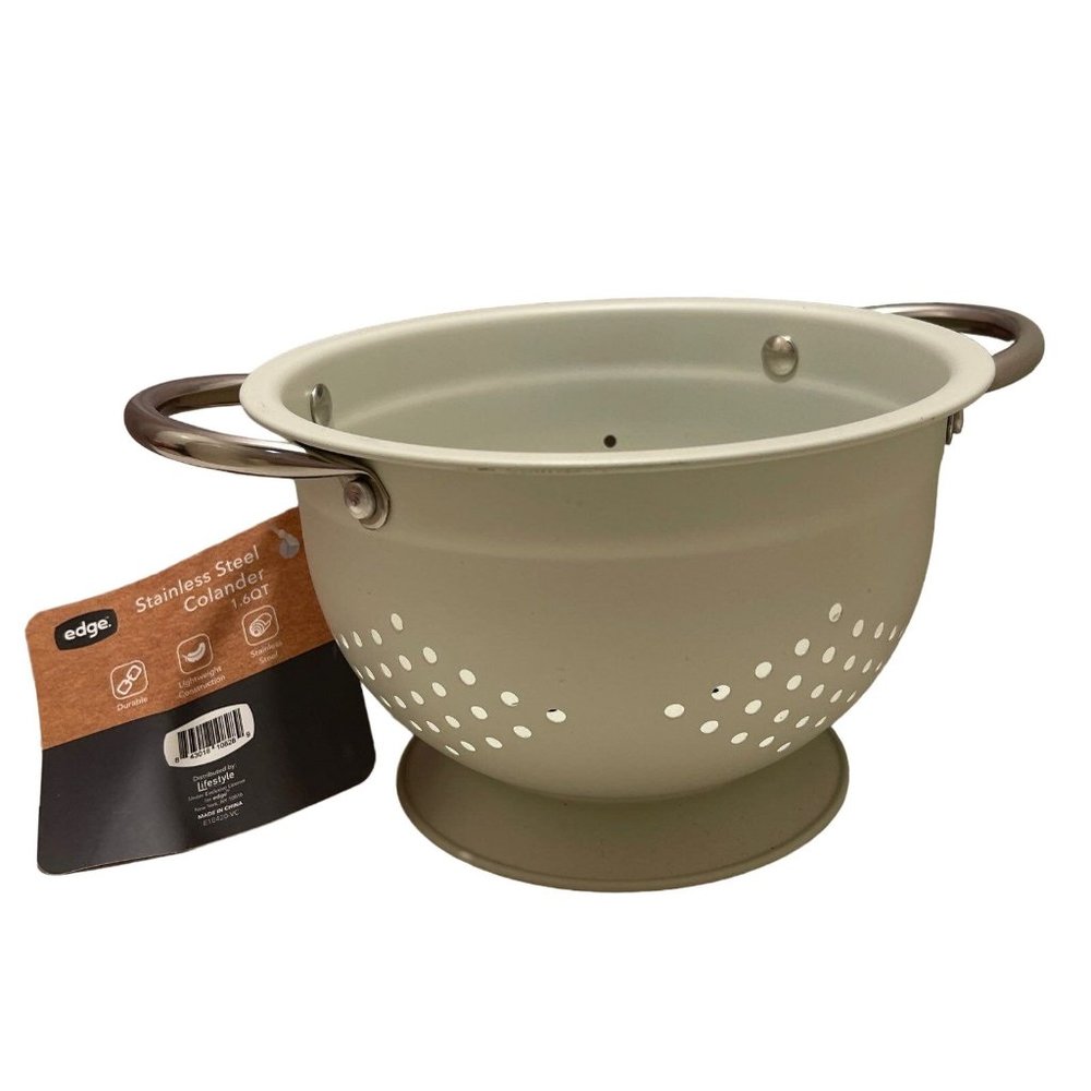 Edge Stainless Steel Colander 1.6QT Lightweight Durable‎ Kitchen Strainer